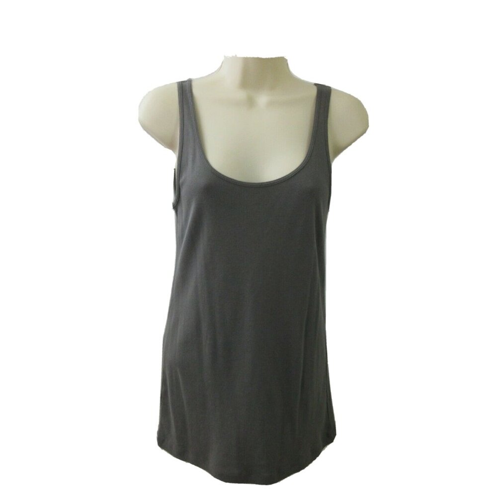 ANN TAYLOR LOFT Tank Top Shirt Size Medium Solid Gray 100% Cotton Must Have!